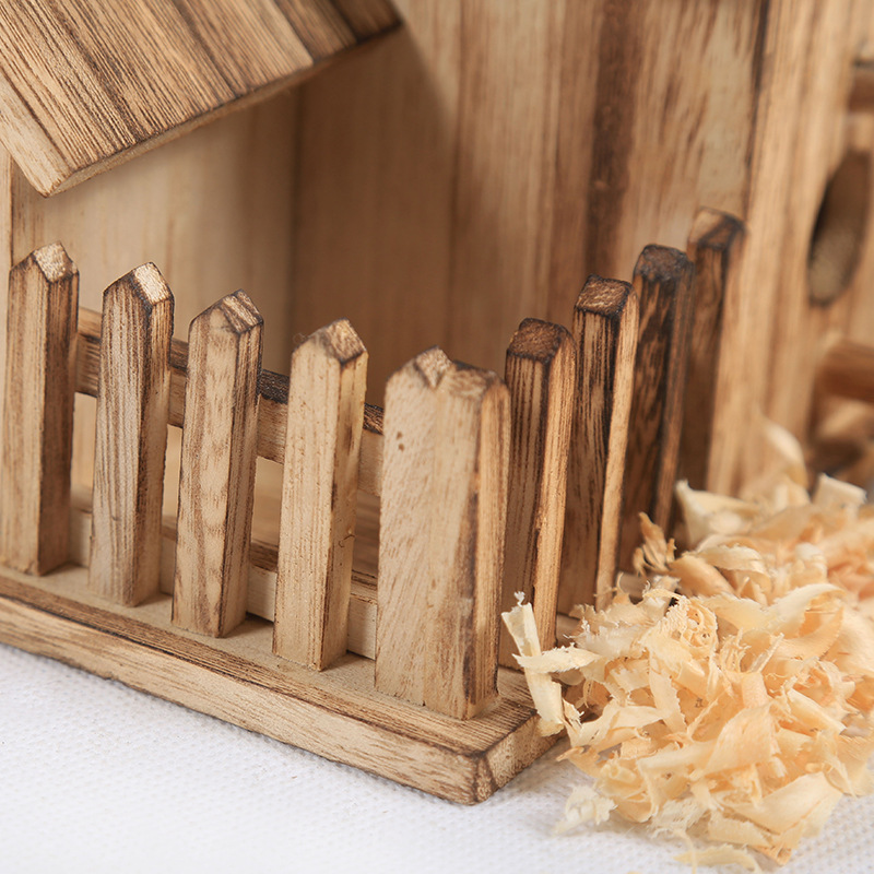 Quality Bird Nest Creative Solid Wood Diy Crafts Three Parrot Cage Outdoor Garden Bird House - Image 5