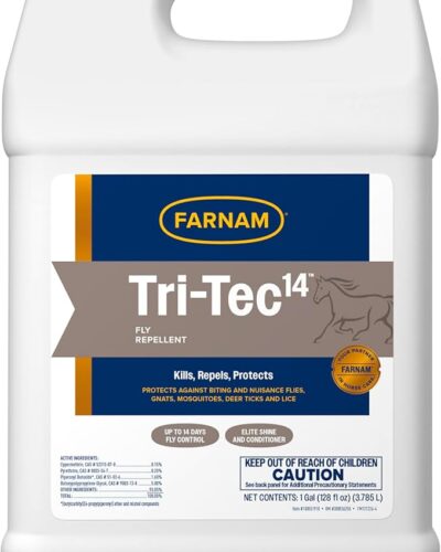 Farnam Tri-Tec 14 Fly Spray for Horses – Long-Lasting Insect Repellent Kills and Repels Flies, Gnats, Ticks & Mosquitoes, Conditions Coat – Up to 14 Days Protection – 128 oz